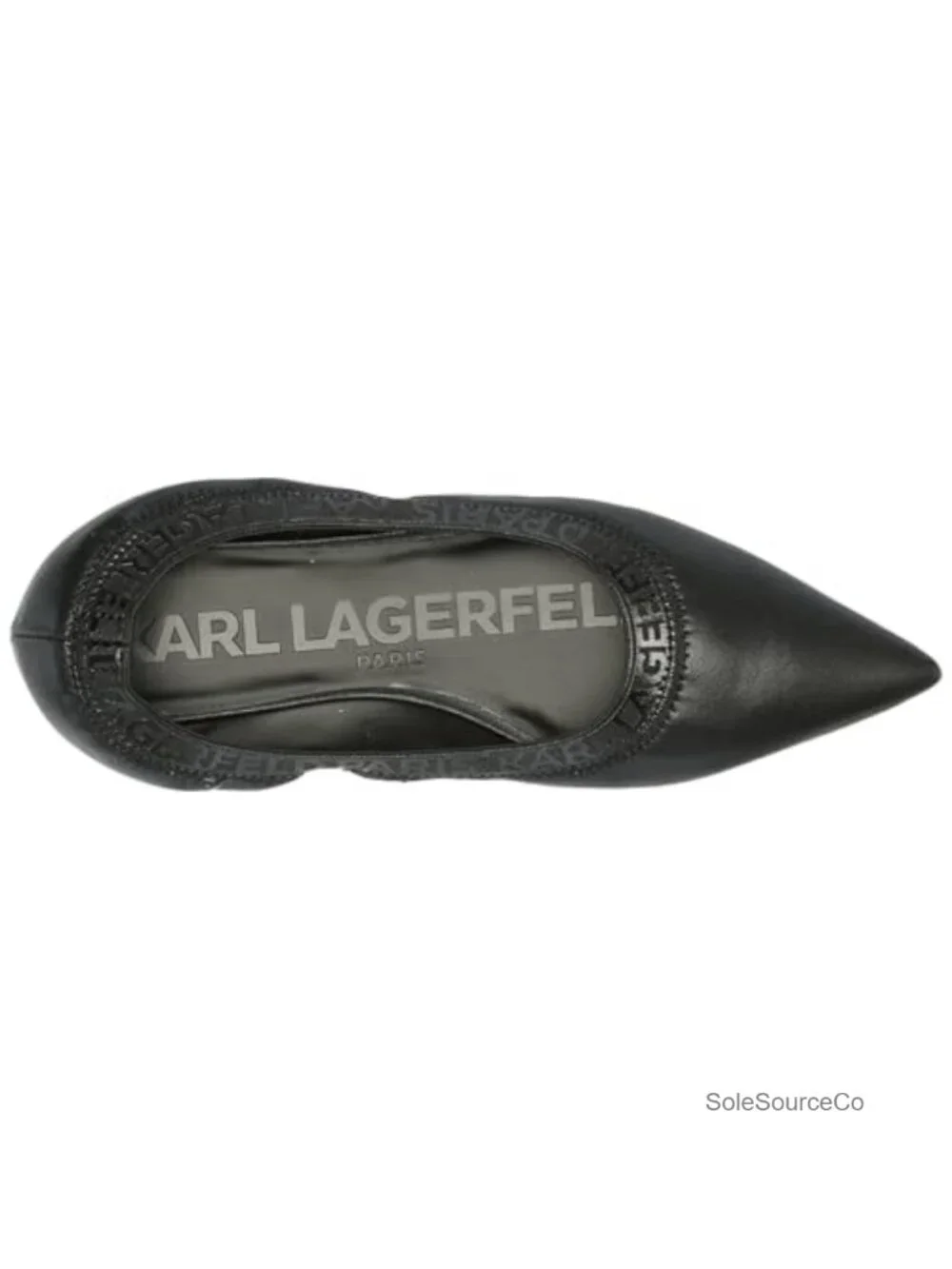 KARL LAGERFELD VINETTE POINTED TOE BALLET FLAT FAUX LEATHER